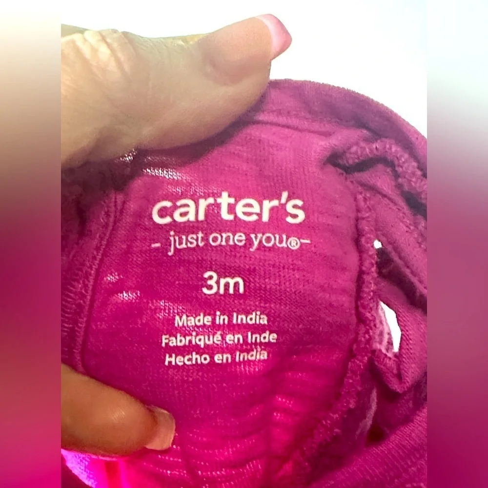Carter's Pink Baby Romper with Eyelet Detail on top size 3 months